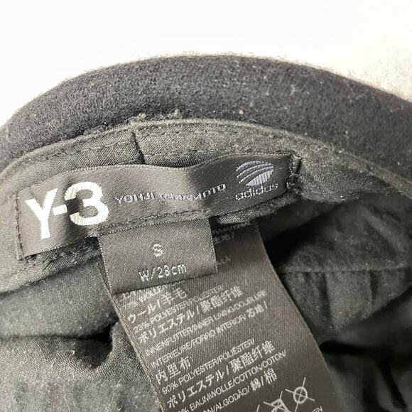 Yohji Yamamoto Adidas Y3 Flat Cap Hat Womens Small 28cm Black Grey Driving - Picture 3 of 8